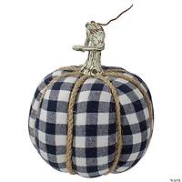 Northlight Dark Blue and White Plaid Fall Harvest Tabletop Pumpkin