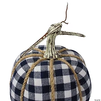 Northlight Dark Blue and White Plaid Fall Harvest Tabletop Pumpkin
