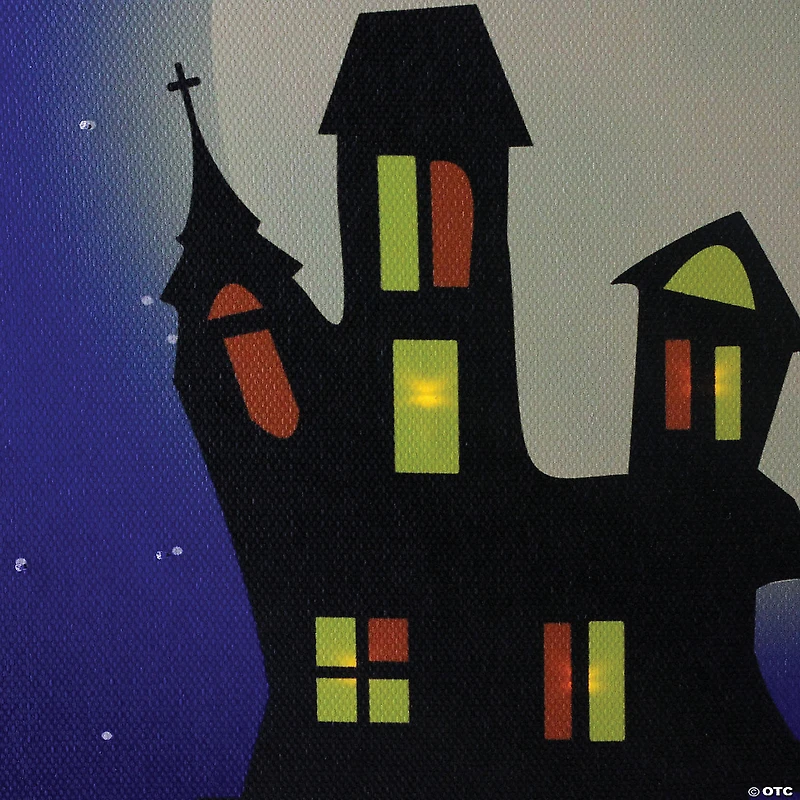 Northlight Fiber Optic and LED Lighted Witch in the Moon Halloween Canvas Wall Art 12" x 15.75"