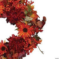 Northlight Leaves and Flowers Fall Harvest Wreath - 24-Inch  Unlit