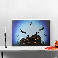 Northlight LED Lighted Jack-O-Lanterns and Bats Halloween Canvas Wall Art 23.5" x 15.5"