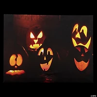 Northlight LED Lighted Silly and Spooky Jack-O-Lanterns Halloween Canvas Wall Art 15.75" x 12"