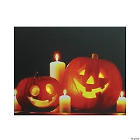 Northlight Orange and Black LED Lighted Halloween Jack-o'-Lanterns Wall Art 15.75" x 19.5"