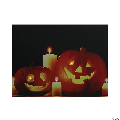 Northlight Orange and Black LED Lighted Halloween Jack-o'-Lanterns Wall Art 15.75" x 19.5"
