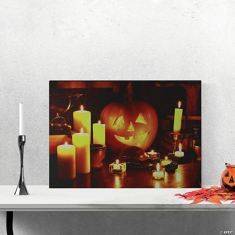 Northlight Orange and Yellow LED Lighted Witch's Jack-O'-Lantern Halloween Wall Art 15.75" x 19.5"