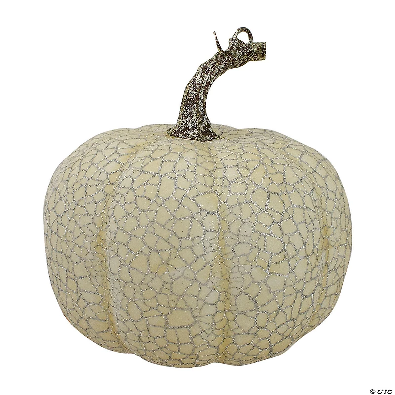 Northlight Set of 2 Black and Beige Fall Harvest Tabletop Pumpkins With a Brown Stem 5"