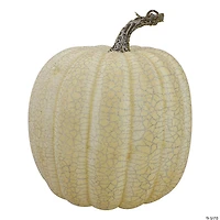 Northlight Set of 2 Black and Beige Fall Harvest Tabletop Pumpkins With a Brown Stem 7"