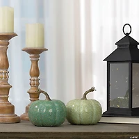 Northlight Set of 2 Green Fall Harvest Tabletop Pumpkins 5"