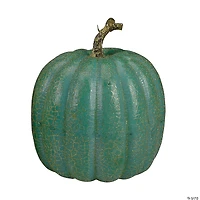 Northlight Set of 2 Green Glittered Fall Harvest Tabletop Pumpkins 7"