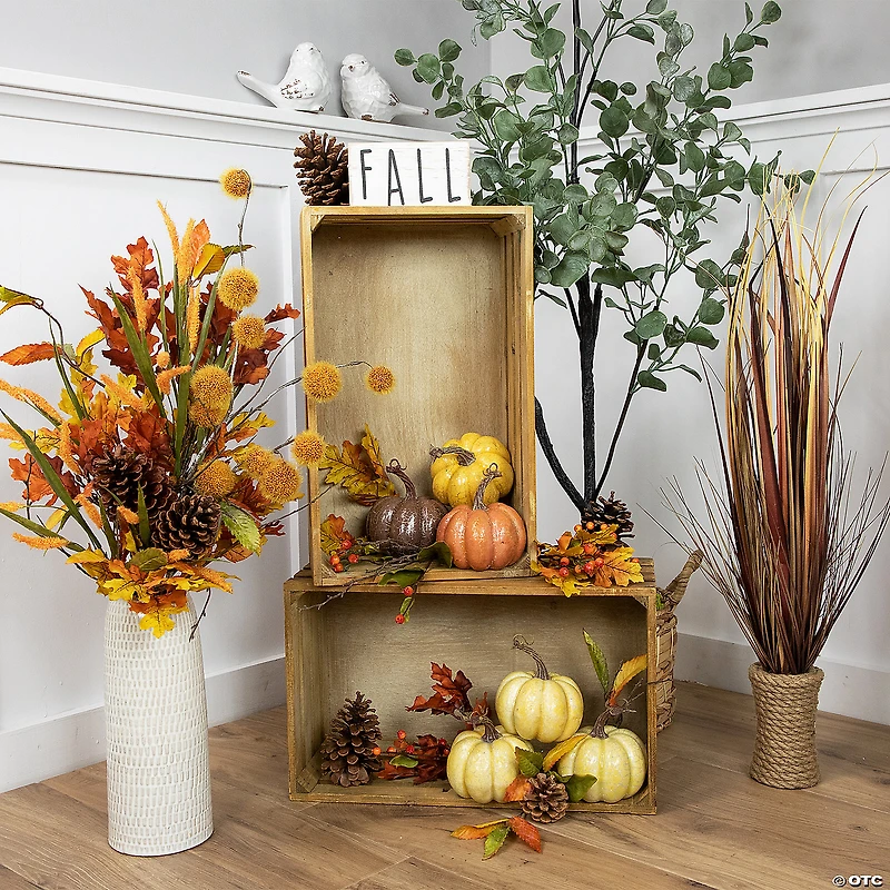 Northlight Set of 3 Brown and Purple Fall Harvest Tabletop Pumpkins 4"
