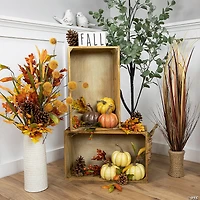 Northlight Set of 3 Brown and Purple Fall Harvest Tabletop Pumpkins 4"
