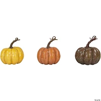 Northlight Set of 3 Brown and Purple Fall Harvest Tabletop Pumpkins 4"