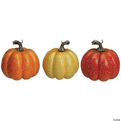 Northlight Set of 3 Orange and Cream Artificial Fall Harvest Pumpkins