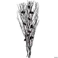 Northlight Set of 5 Black Glittered Halloween Branches with Bats 4' - Orange LED Lights