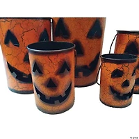 Northlight Set of 5 Orange and Black Jack-O-Lantern Pumpkin Container Halloween Decor 8"
