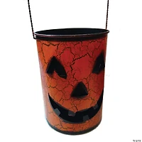 Northlight Set of 5 Orange and Black Jack-O-Lantern Pumpkin Container Halloween Decor 8"