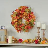 Northlight Yellow and Orange Foliage Fall Harvest Artificial Wreath - 22-Inch  Unlit