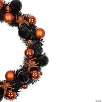 Orange Spiders and Ornaments Halloween Wreath  18-Inch  Unlit