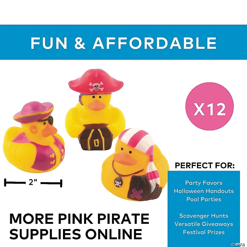 Pink & Purple Pirate Rubber Ducks - 12 Pc.