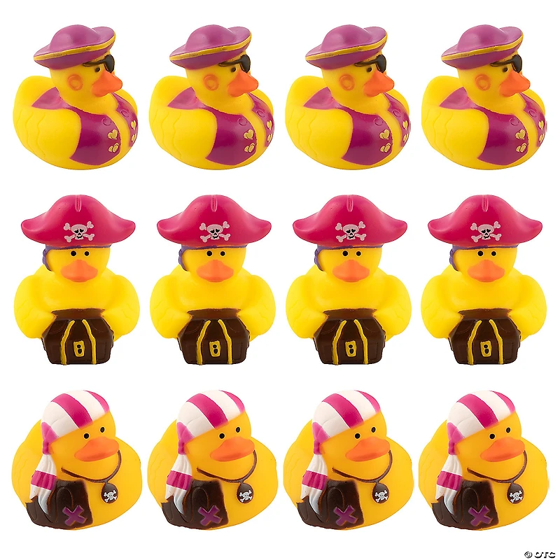 Pink & Purple Pirate Rubber Ducks - 12 Pc.