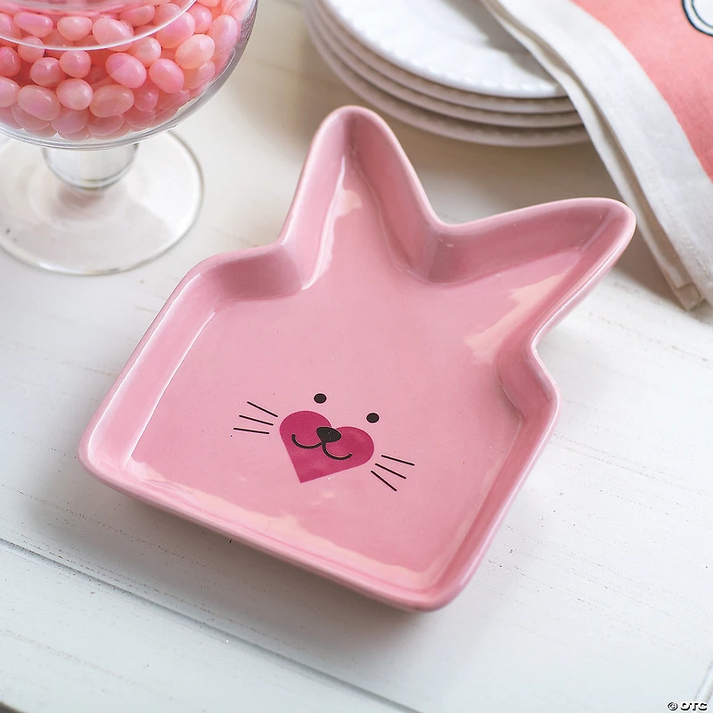 Pink Easter Bunny Ceramic Plate