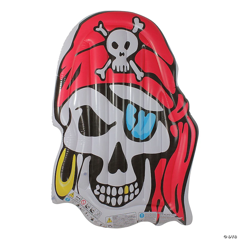 Pool Central Inflatable White and Red Pirate Jumbo Skull Pool Float  59-Inch