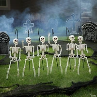 Posable Skeletons & Shepherd’s Hook Halloween Decorating Kit - 12 Pc.
