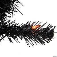 Pre-Lit Black Noble Spruce Artificial Halloween Wreath  24-Inch  Orange Lights