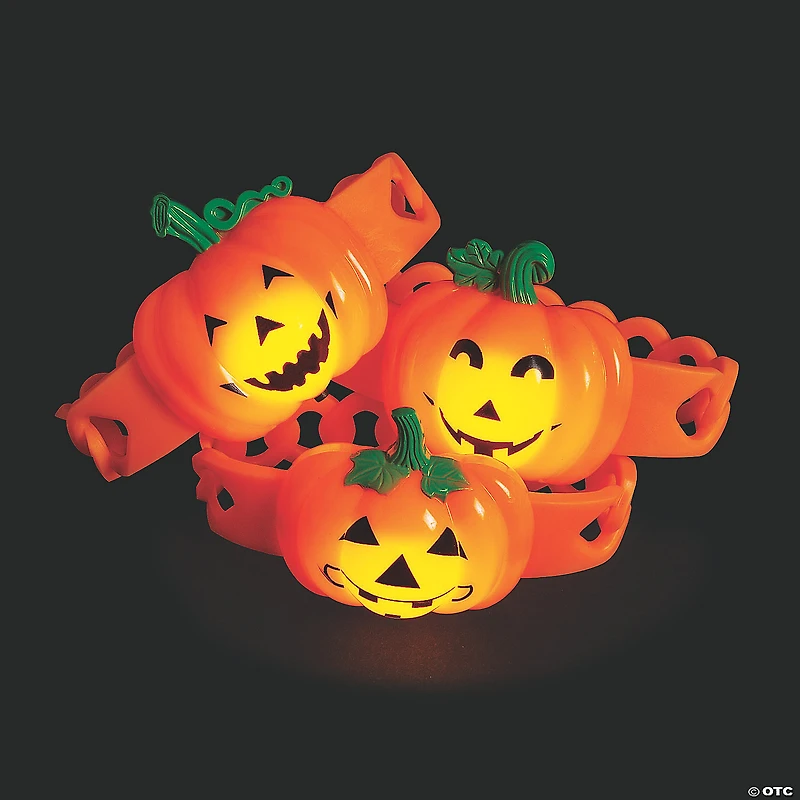 Pumpkin Light-Up Bracelets - 12 Pc.