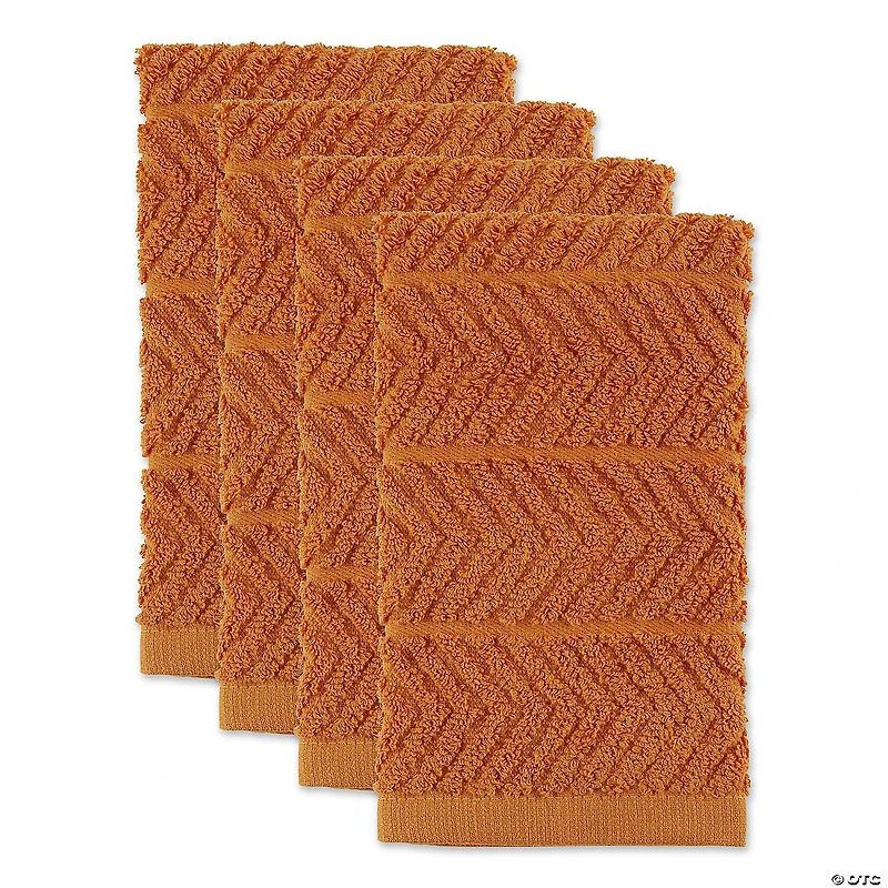 Pumpkin Spice Chevron Luxury Barmop (Set Of 4)