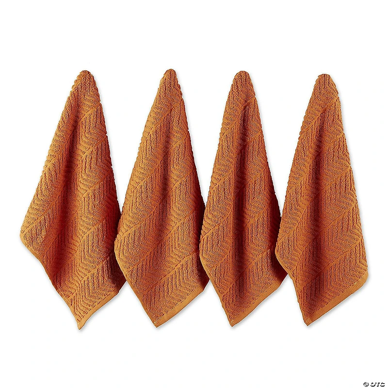 Pumpkin Spice Chevron Luxury Barmop (Set Of 4)