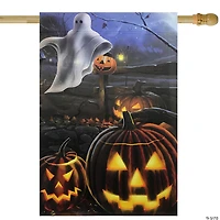 Pumpkins and Ghost Spooky Halloween Outdoor House Flag 28" x 40"