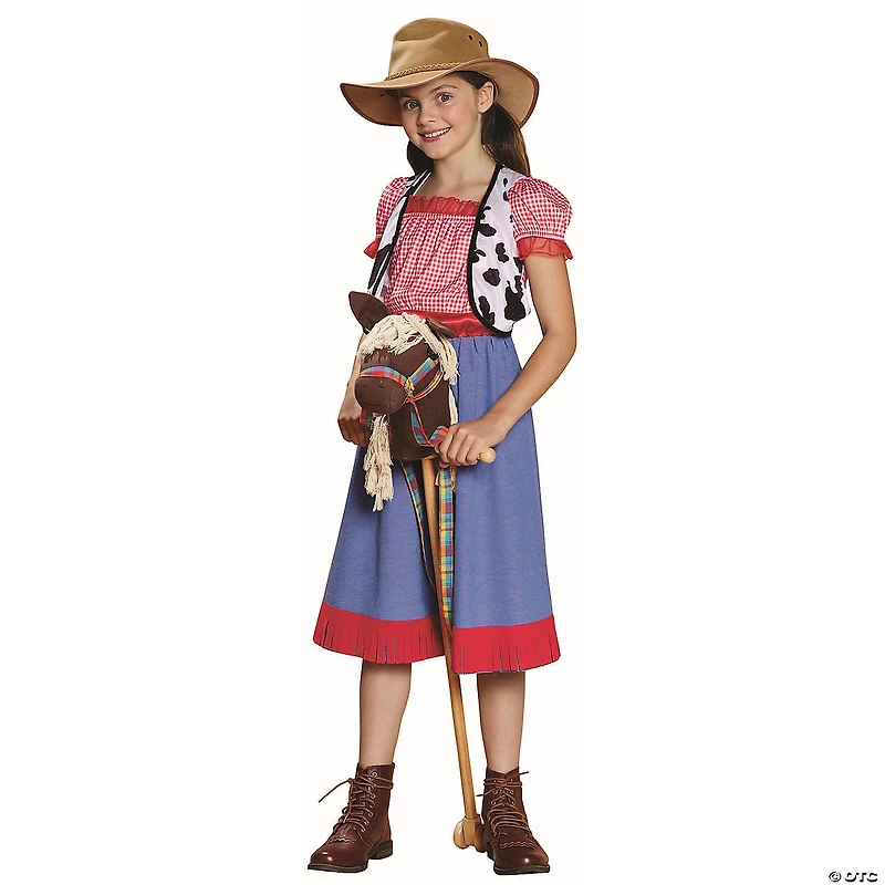 Red and Blue Checkered Cowgirl Child Halloween Costume - Large