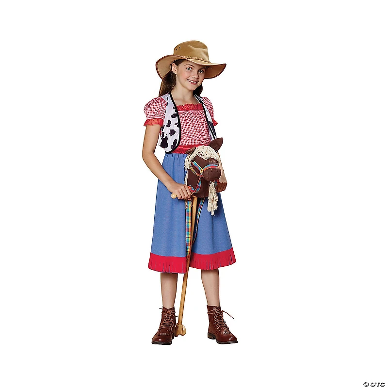 Red and Blue Checkered Cowgirl Child Halloween Costume - Large