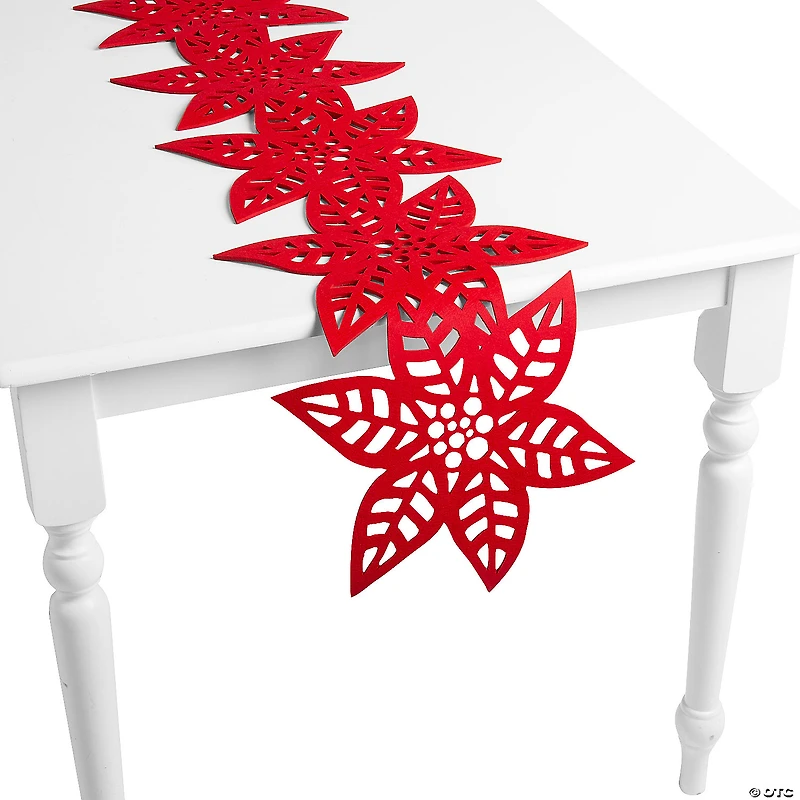 Red Felt Poinsettia Table Runner