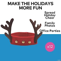 Reindeer Antler Fleece Headbands - 12 Pc.