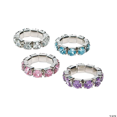 Rhinestone Stretchy Rings - 24 Pc.