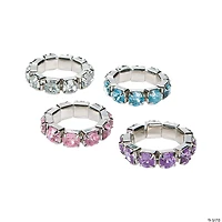Rhinestone Stretchy Rings - 24 Pc.