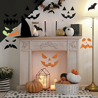 Roommates Halloween Pumpkin Faces Glow In The Dark Peel And Stick Wall Decals