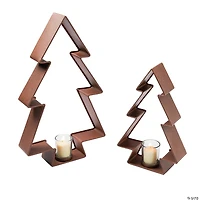 Rustic Christmas Tree Votive Candle Holders - 2 Pc.