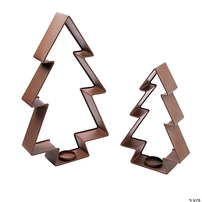 Rustic Christmas Tree Votive Candle Holders - 2 Pc.