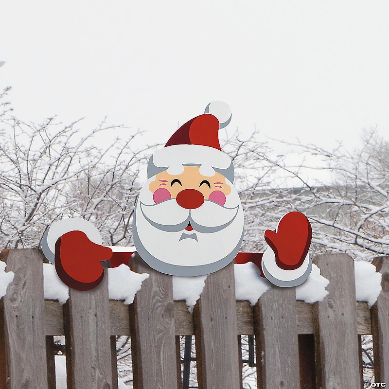 Santa Fence Peeker Christmas Decoration