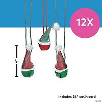 Santa Hat Jingle Bell Necklaces - 12 Pc.