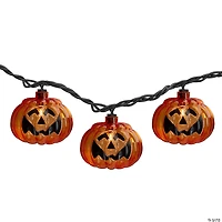 Set of 10 Jack O Lantern Shaped Halloween Lights  7.5ft Black Wire