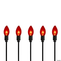 Set of 10 Orange C9 Bulb Halloween Pathway Markers - 8.75' Black Wire