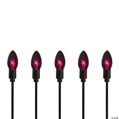 Set of 10 Purple C9 Bulb Halloween Pathway Markers - 8.75ft Black Wire
