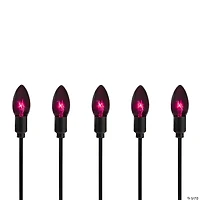 Set of 10 Purple C9 Bulb Halloween Pathway Markers - 8.75ft Black Wire