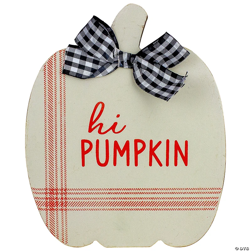 Set of 2 Blue and Beige Fall Harvest Wooden Pumpkin Welcome Plaques 8"