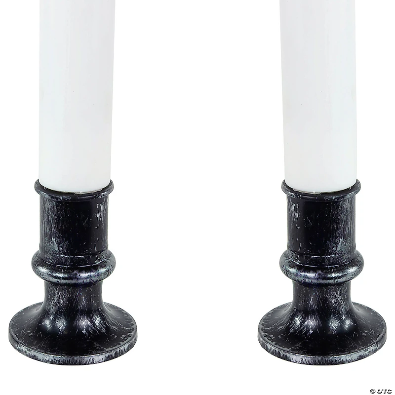 Set of 2 Pre-lit LED White and Red Halloween Candles 9"