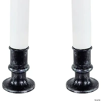 Set of 2 Pre-lit LED White and Red Halloween Candles 9"